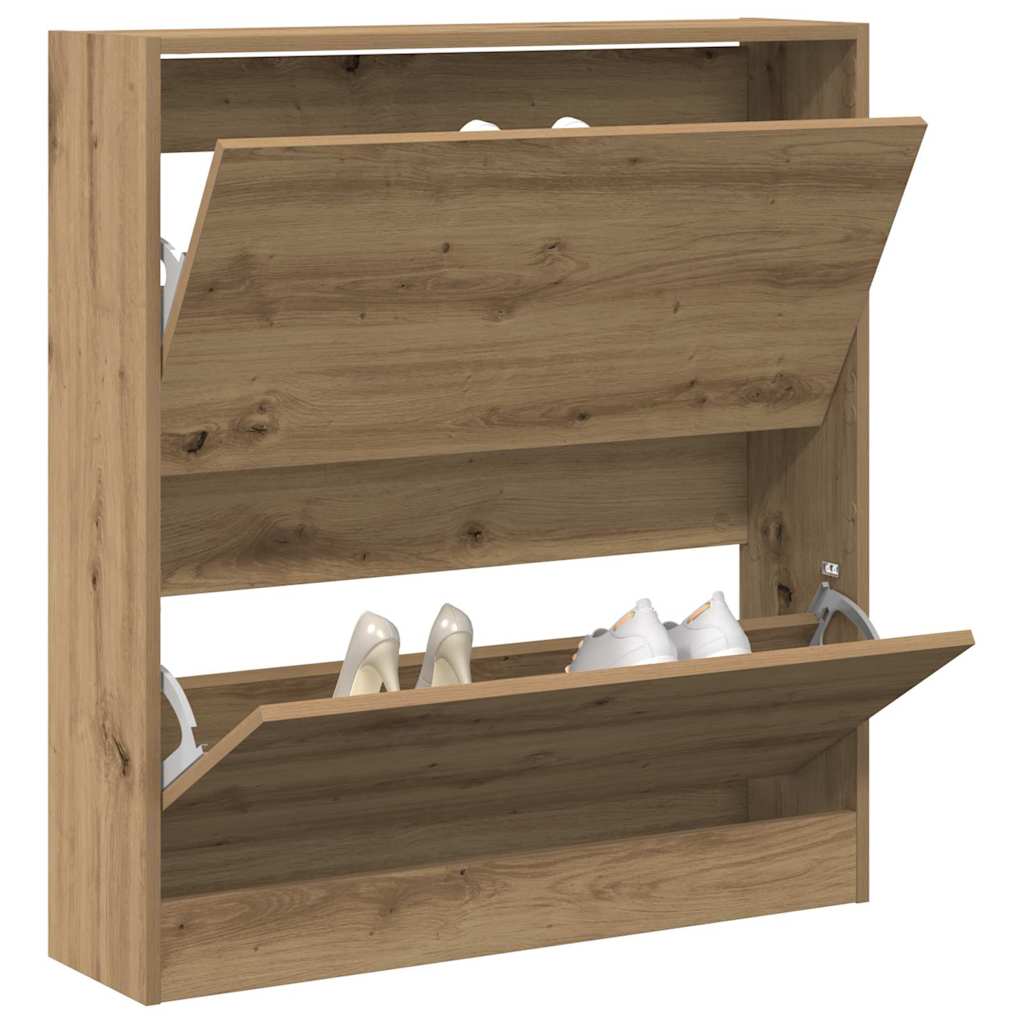 vidaXL Schoenenkast Gerookt eiken 80 x 21 x 87.5 cm Bewerkt hout