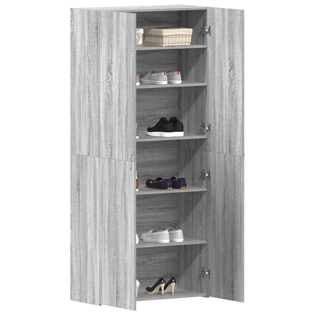 vidaXL Schoenenkast met plank Grijs 80 x 35.5 x 180 cm Bewerkt hout