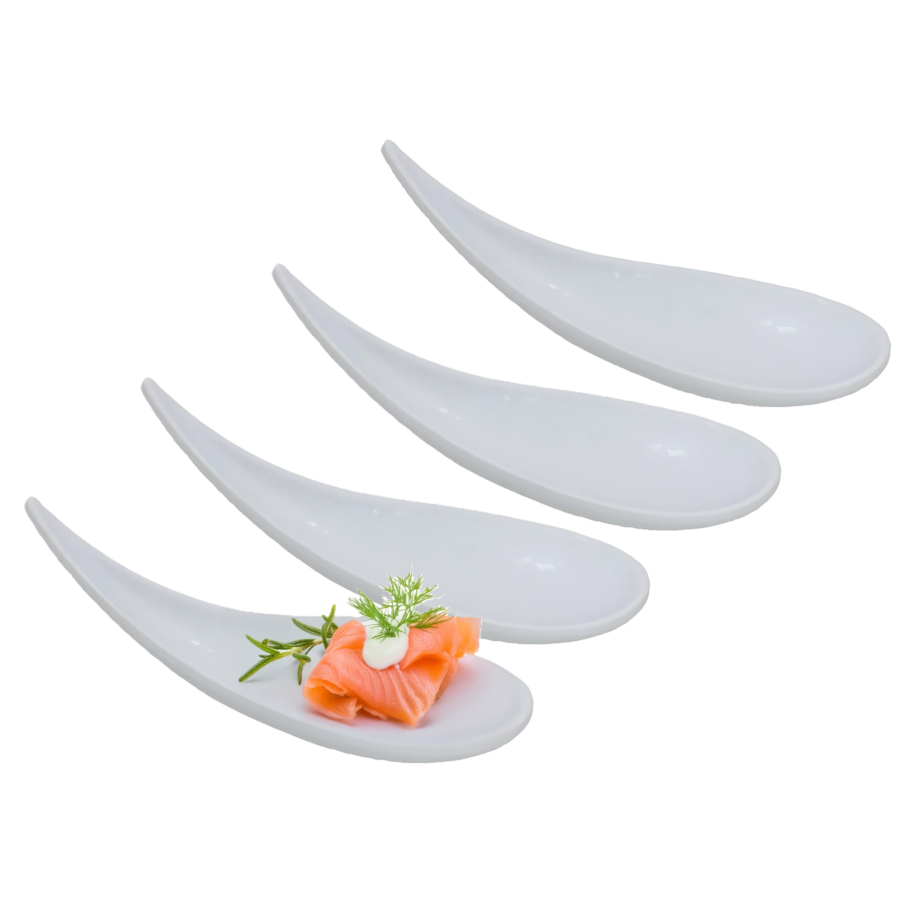 Gerimport Amuse/aperitief lepel set - hapjes/tapas - 12x stuks - wit - melamine -