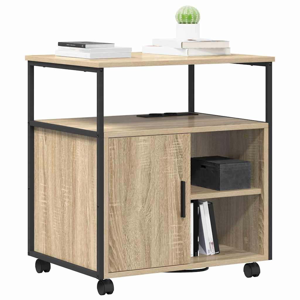 vidaXL Kantoor kast met wiel Sonoma eiken 61 x 46 x 67 cm Bewerkt hout