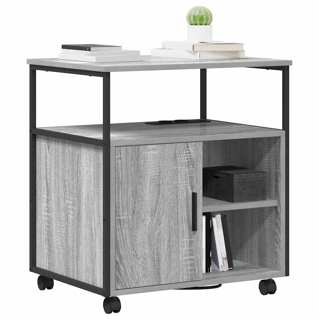 vidaXL Kantoor kast met wiel Grijs sonoma 61 x 46 x 67 cm Bewerkt hout