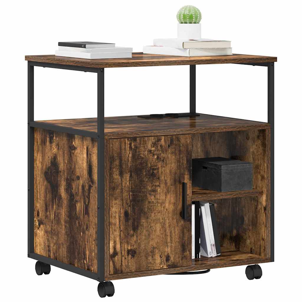 vidaXL Kantoor kast Gerookt eiken 61 x 46 x 67 cm Bewerkt hout
