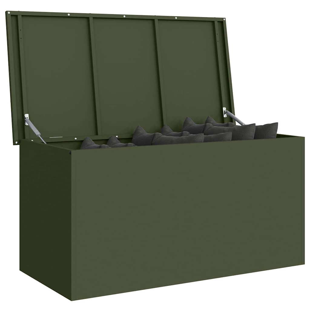 vidaXL Buitenopslagdoos met opslag Olijfgroen 100 x 50.5 x 50 cm