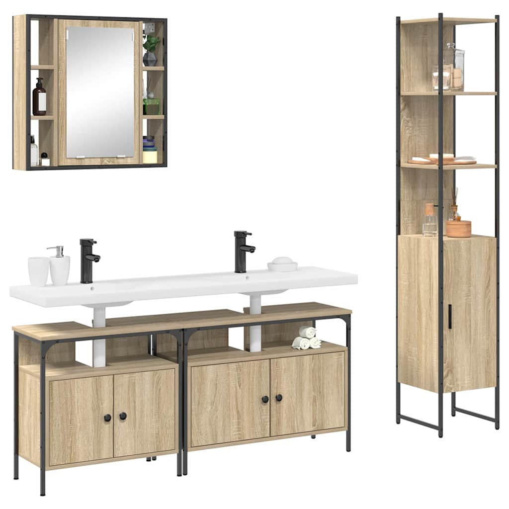 vidaXL Badkamermeubelset 4 pcs Sonoma eiken 33 x 33 x 185.5 cm