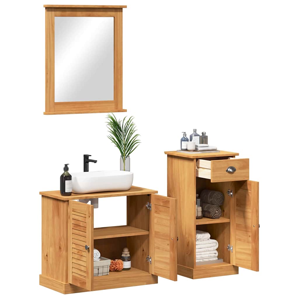 vidaXL Badkamermeubelset met lade 3 pcs Bruin 37 x 34 x 80 cm