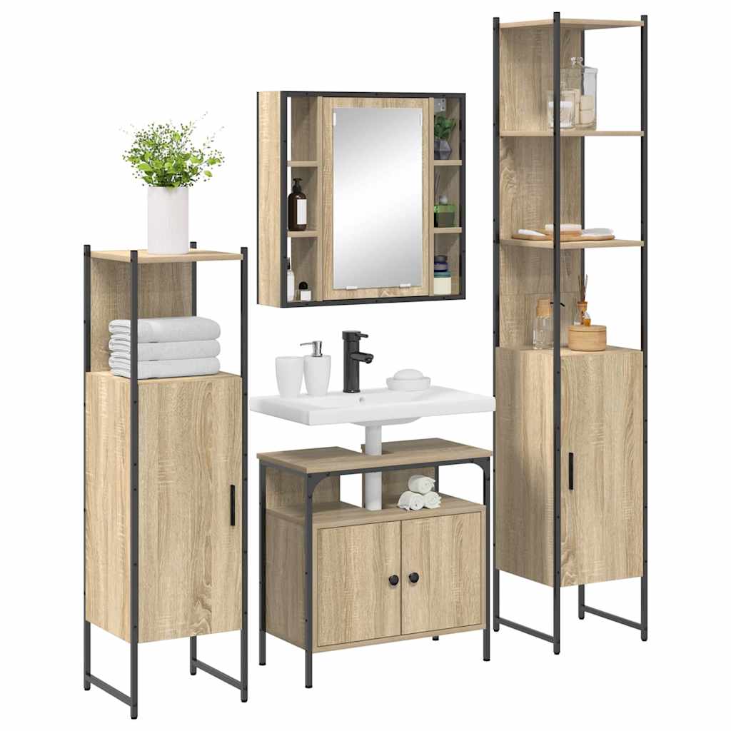 vidaXL Badkamermeubelset Anders 4 pcs Sonoma eiken 33 x 33 x 185.5 cm