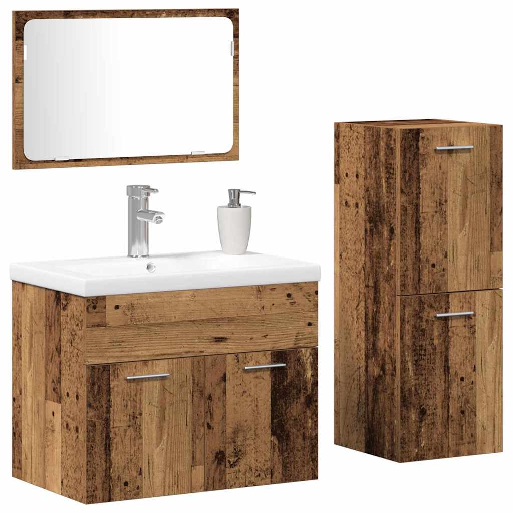 vidaXL Sets Anders 3 pcs Oud hout 30 x 30 x 80 cm Bewerkt hout