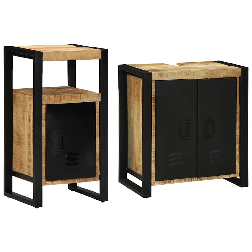 vidaXL Badkamermeubelset met plank 2 pcs Bruin Massief ruw mango hout