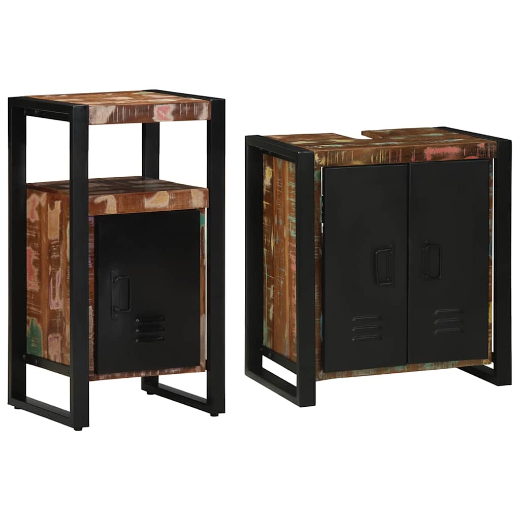 vidaXL Badkamermeubelset met plank 2 pcs Bruin massief gerecycled hout