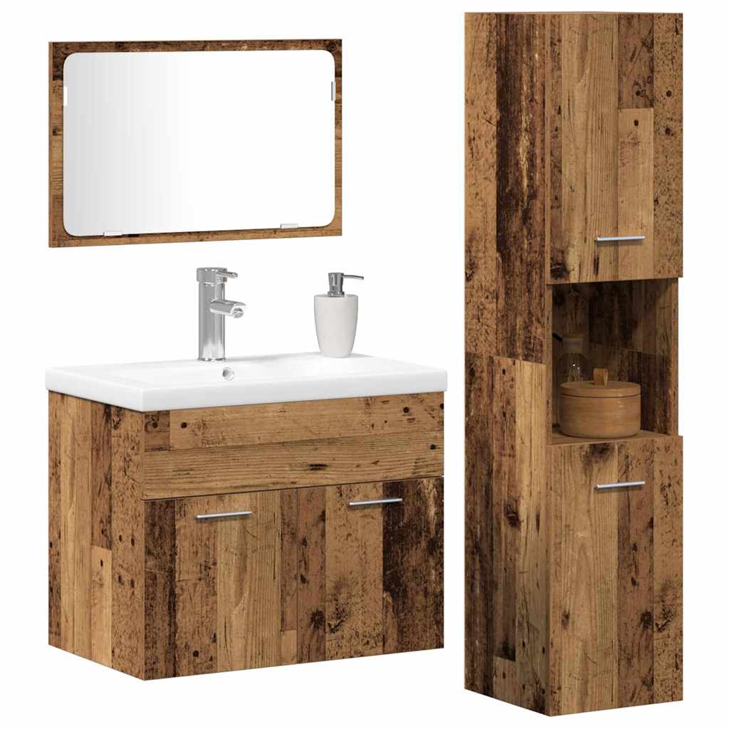 vidaXL Sets Anders 3 pcs Oud hout 30 x 30 x 130 cm Bewerkt hout
