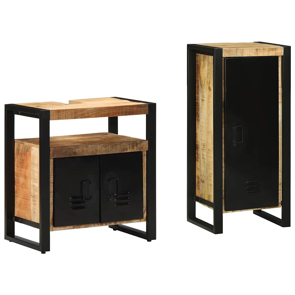 vidaXL Badkamermeubelset met plank 2 pcs Bruin Massief Mango Hout