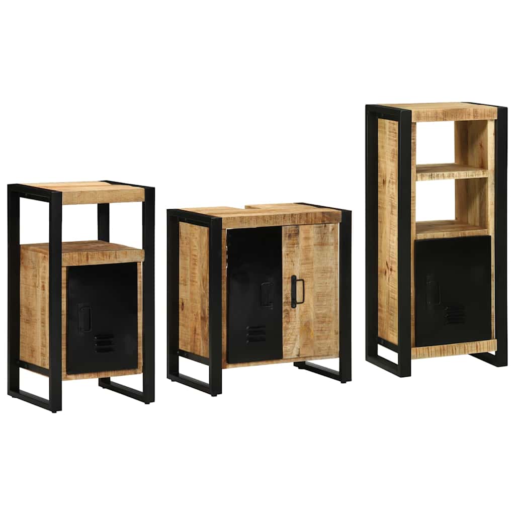 vidaXL Badkamermeubelset met plank 3 pcs Bruin Massief Mango Hout