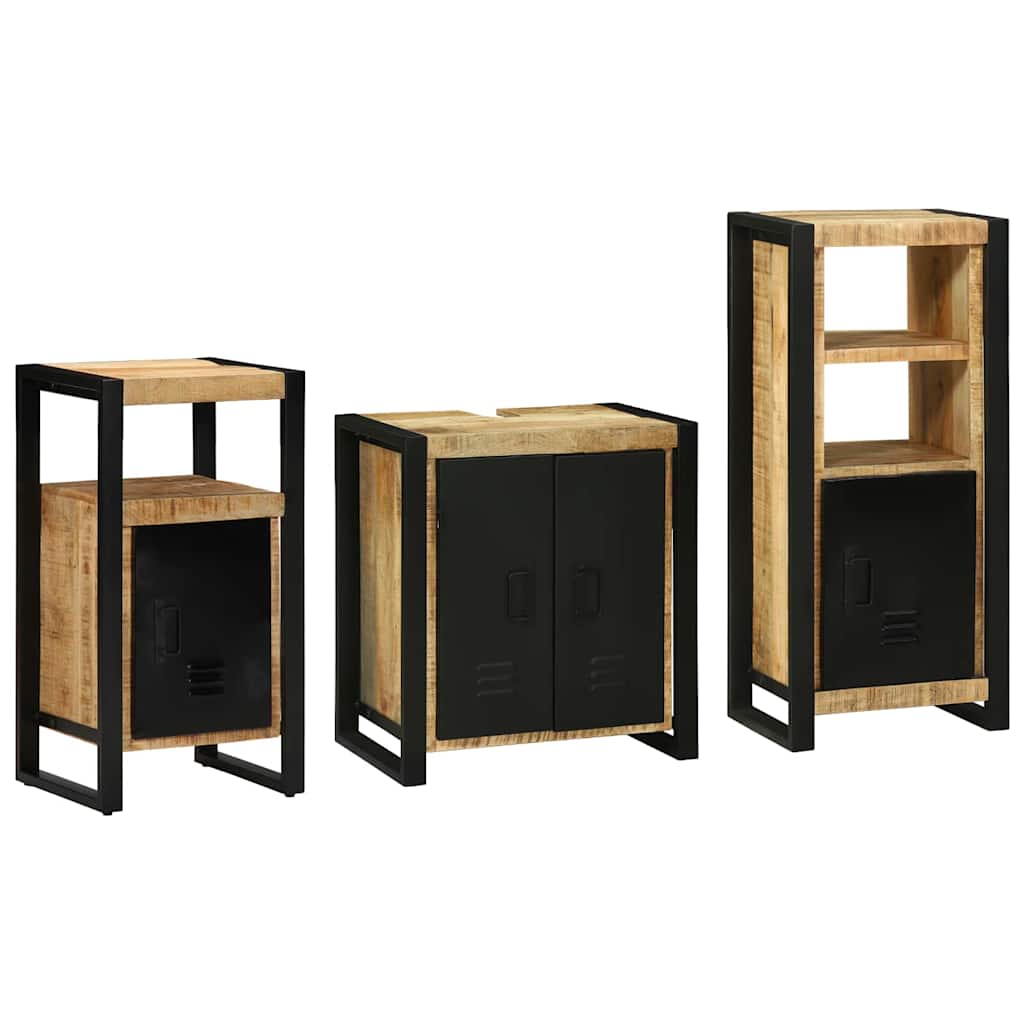vidaXL Badkamermeubelset met plank 3 pcs Bruin Massief Mango Hout