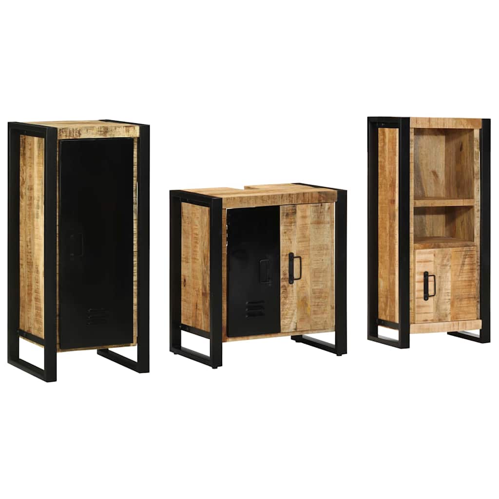 vidaXL Badkamermeubelset met plank 3 pcs Bruin Massief Mango Hout