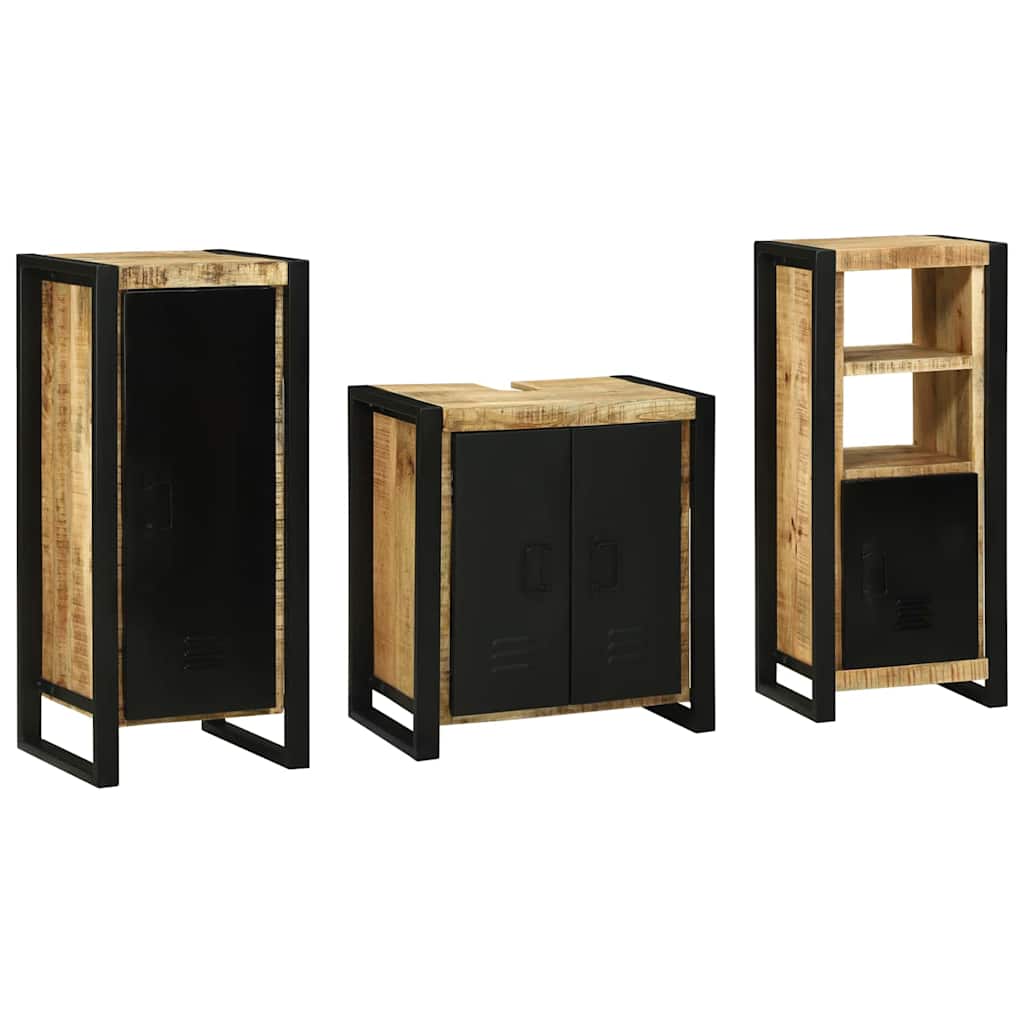 vidaXL Badkamermeubelset met plank 3 pcs Bruin Massief Mango Hout
