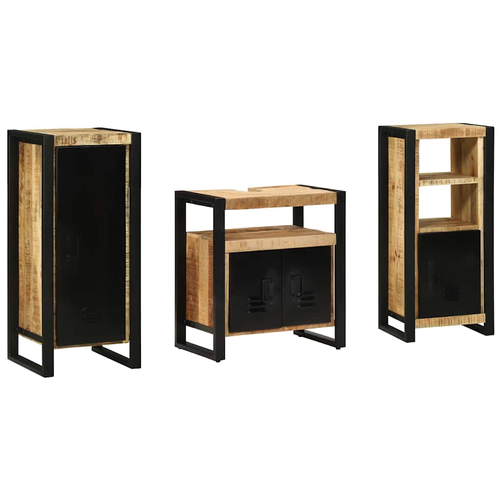 vidaXL Badkamermeubelset met plank 3 pcs Bruin Massief Mango Hout