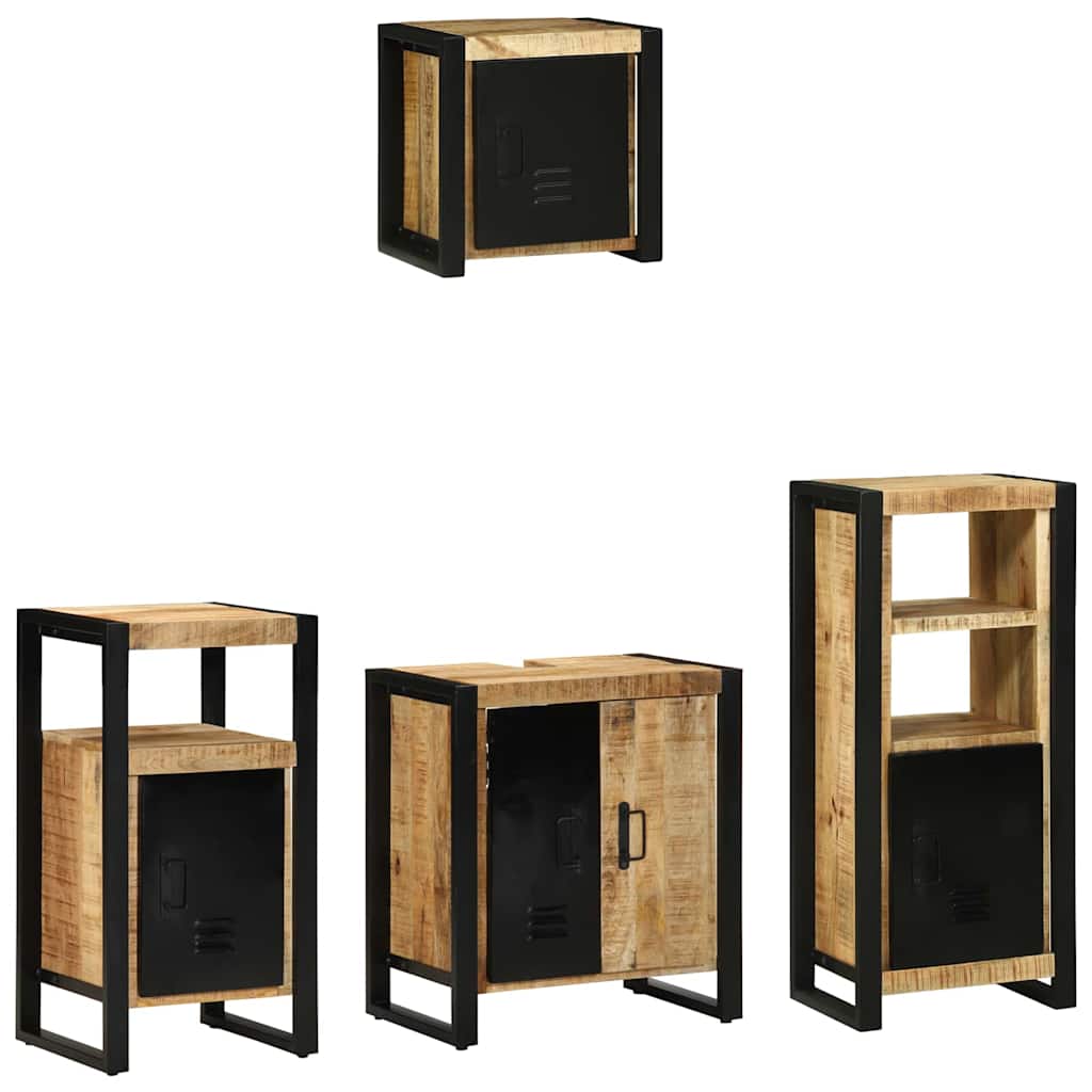 vidaXL Badkamermeubelset met plank 4 pcs Bruin Massief Mango Hout
