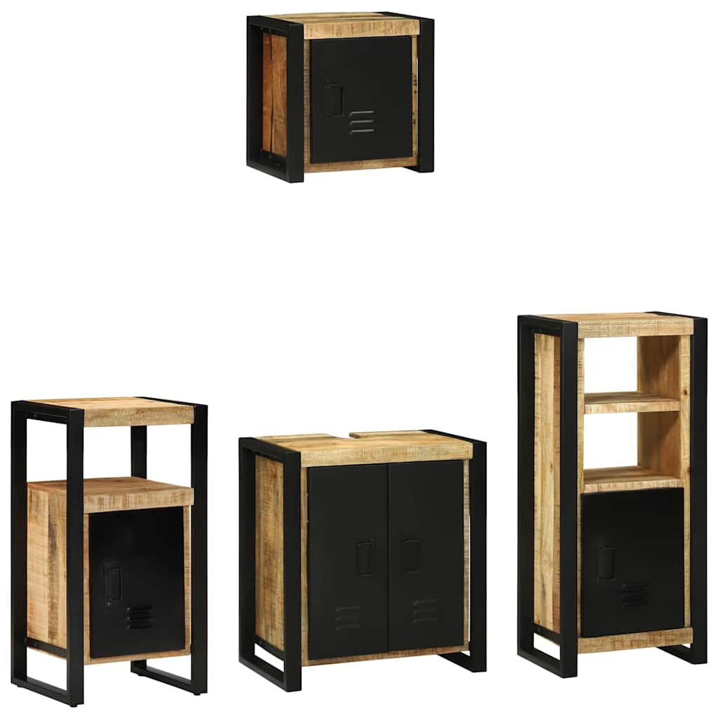 vidaXL Badkamermeubelset met plank 4 pcs Bruin Massief Mango Hout
