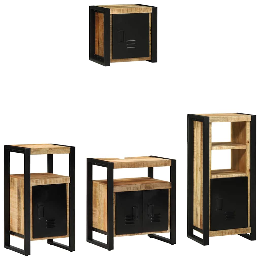 vidaXL Badkamermeubelset met plank 4 pcs Bruin Massief Mango Hout