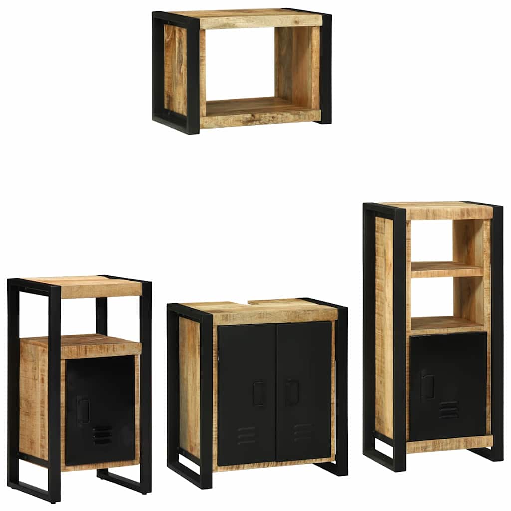 vidaXL Badkamermeubelset met plank 4 pcs Bruin Massief Mango Hout