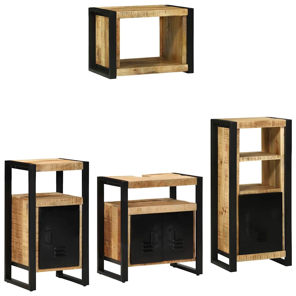 vidaXL Badkamermeubelset met plank 4 pcs Bruin Massief Mango Hout