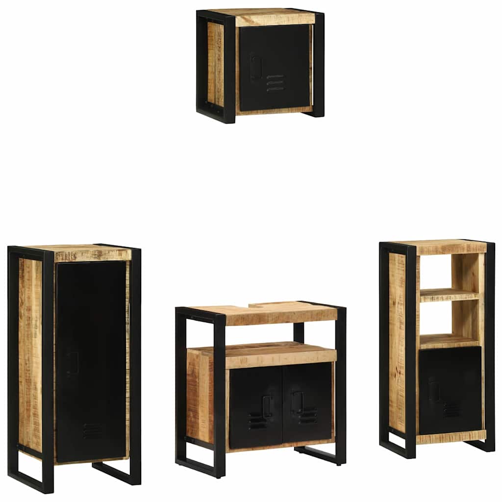 vidaXL Badkamermeubelset met plank 4 pcs Bruin Massief Mango Hout