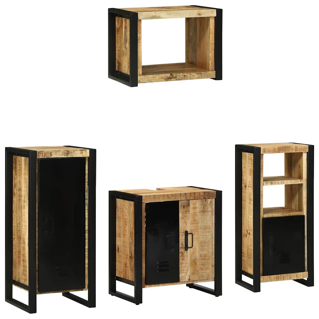 vidaXL Badkamermeubelset met plank 4 pcs Bruin Massief Mango Hout