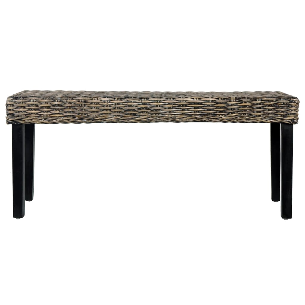 vidaXL Bankje 110 cm natuurlijk kubu rattan en massief mahoniehout zwart
