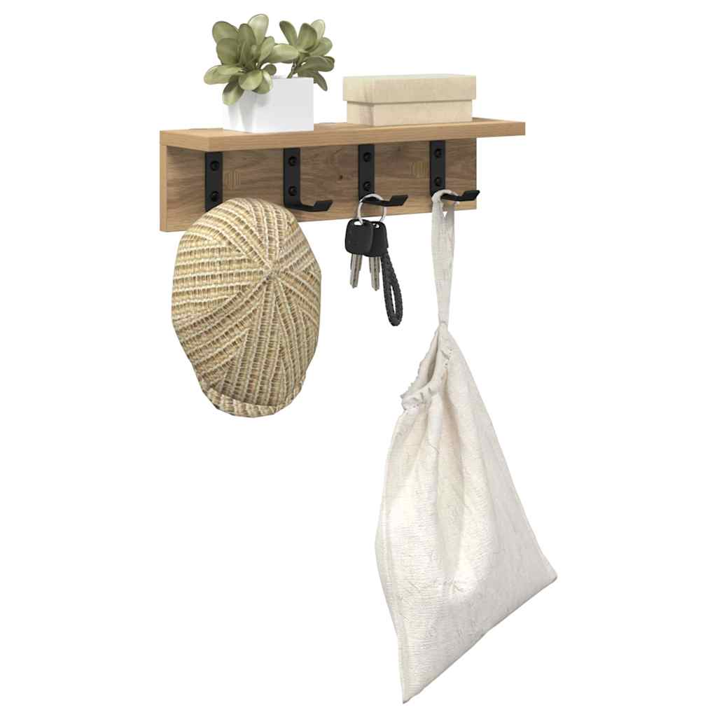 vidaXL Wandgemonteerde kapstok met plank artisanaal eikenkleurig