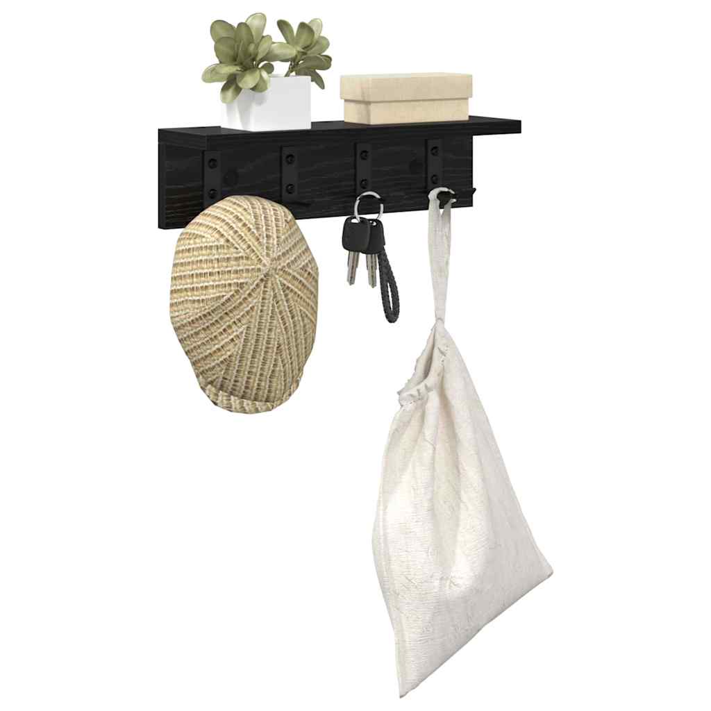 vidaXL Wandgemonteerde kapstok Zwart eiken 40 x 10.5 x 10.5 cm