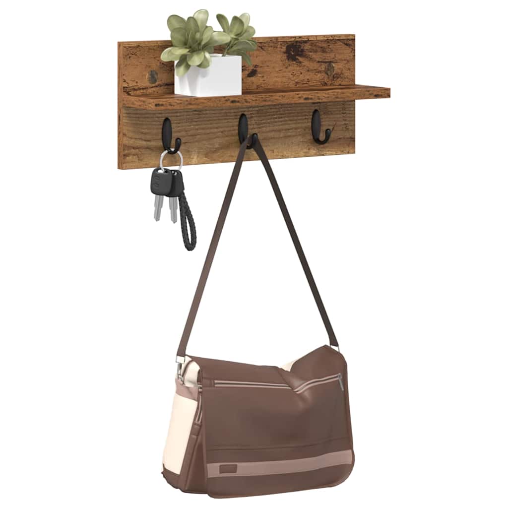 vidaXL Wandgemonteerde kapstok Oud hout 40 x 10.5 x 18 cm Bewerkt hout