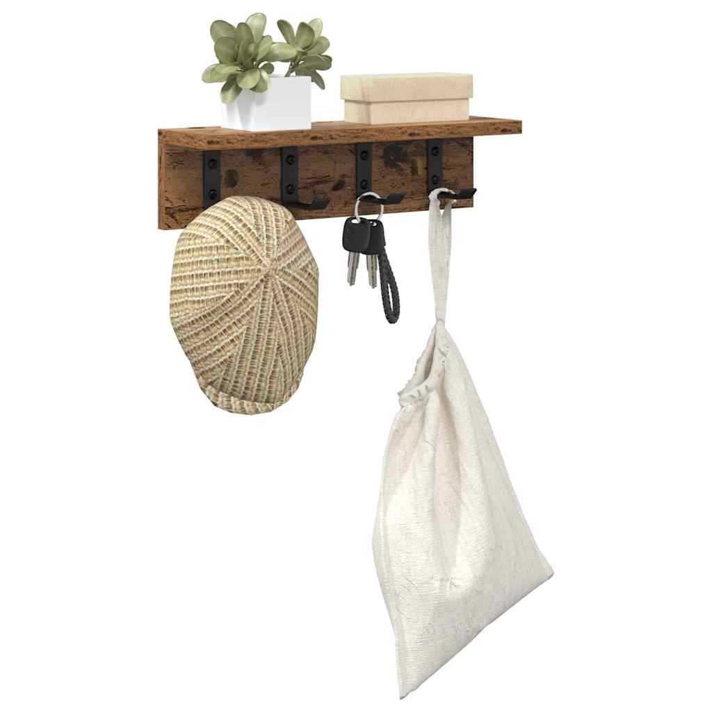 vidaXL Wandgemonteerde kapstok met plank Oud hout 40 x 10.5 x 10.5 cm