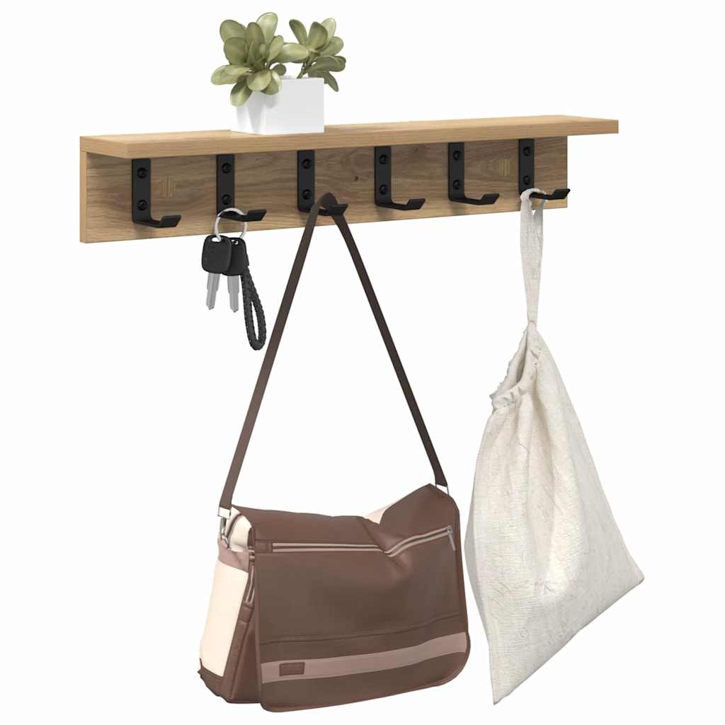 vidaXL Wandgemonteerde kapstok met plank artisanaal eikenkleurig