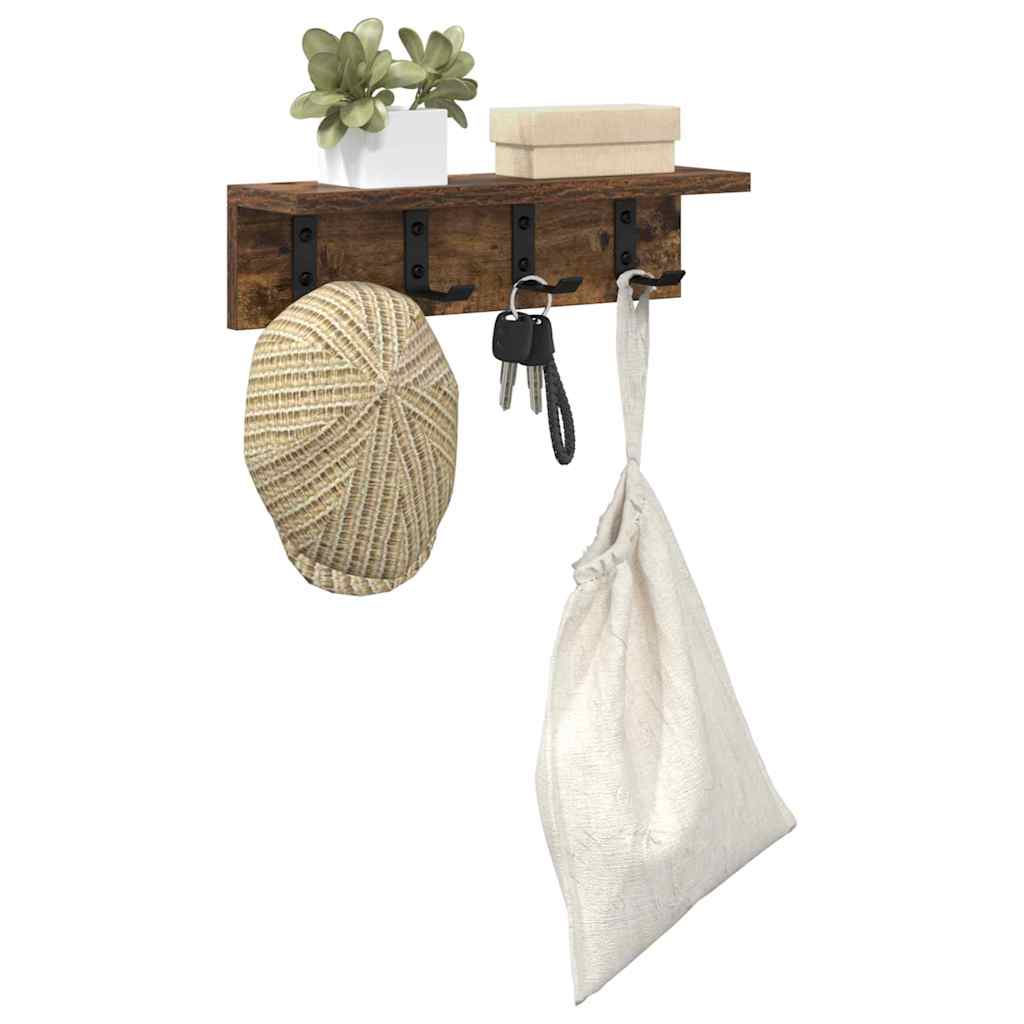 vidaXL Wandgemonteerde kapstok Gerookt eiken 40 x 10.5 x 10.5 cm