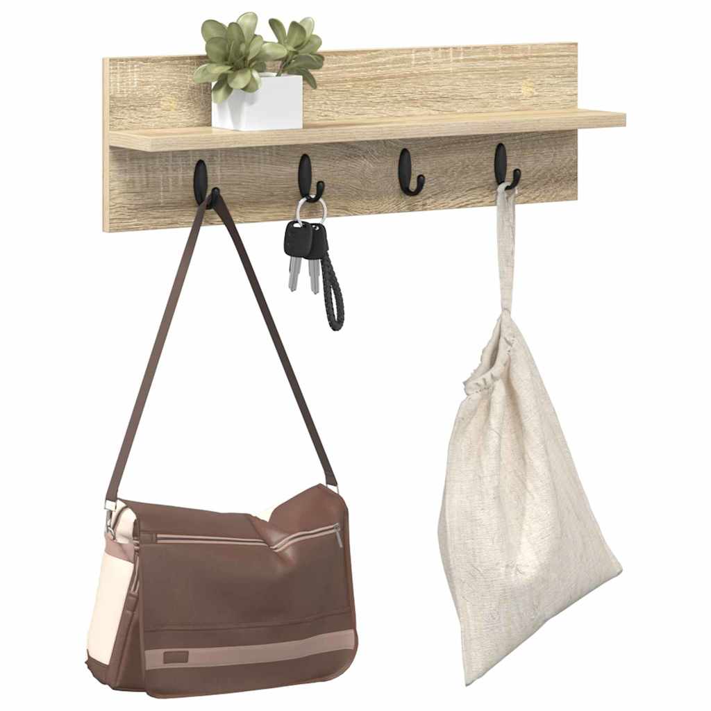 vidaXL Wandgemonteerde kapstok Sonoma eiken 60 x 10.5 x 18 cm