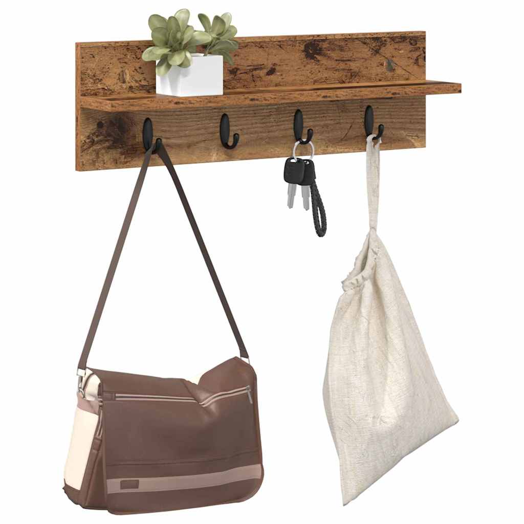 vidaXL Wandgemonteerde kapstok Oud hout 60 x 10.5 x 18 cm Bewerkt hout