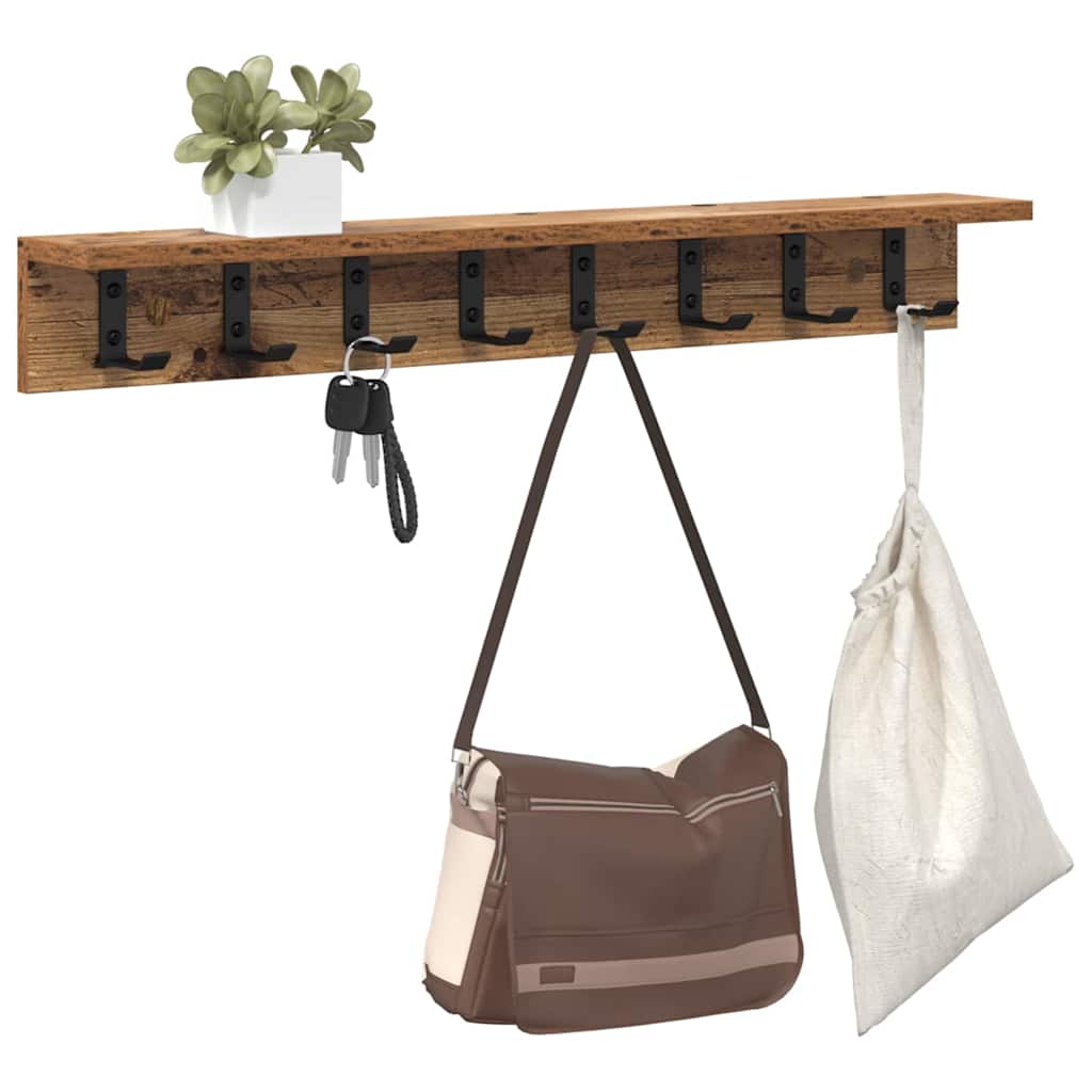 vidaXL Wandgemonteerde kapstok met plank Oud hout 80 x 10.5 x 10.5 cm
