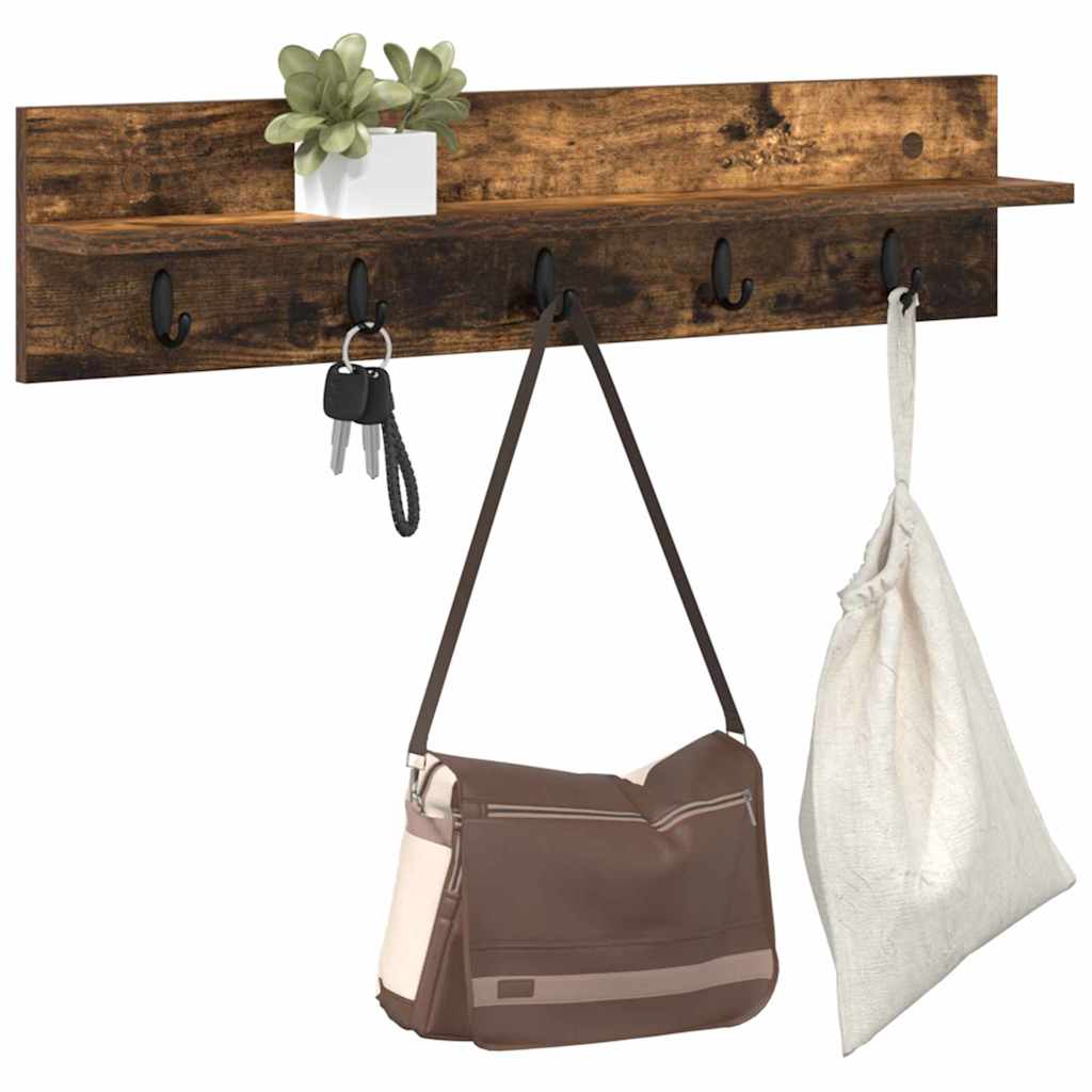 vidaXL Wandgemonteerde kapstok Gerookt eiken 80 x 10.5 x 18 cm