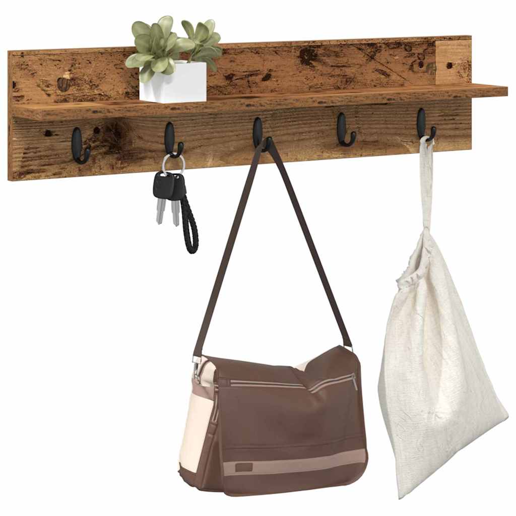vidaXL Wandgemonteerde kapstok Oud hout 80 x 10.5 x 18 cm Bewerkt hout