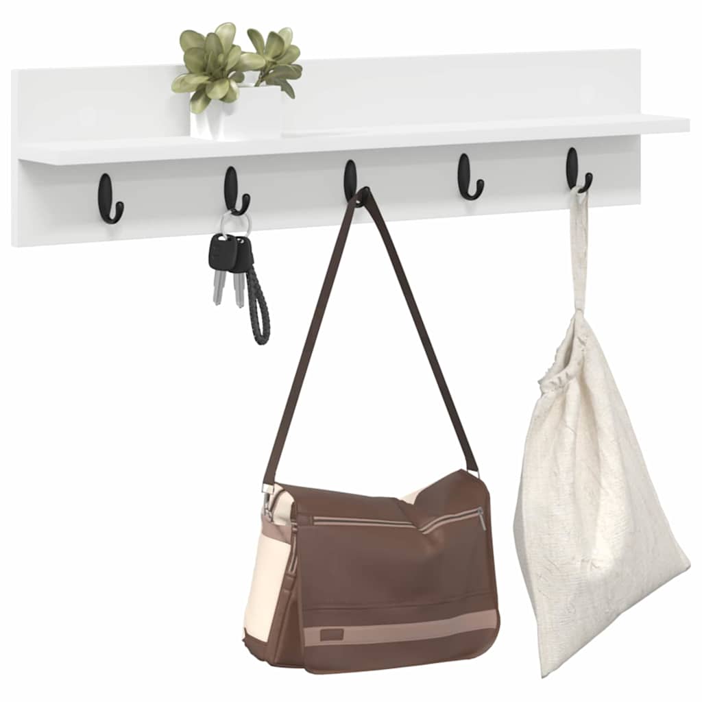 vidaXL Wandgemonteerde kapstok Wit 80 x 10.5 x 18 cm Bewerkt hout
