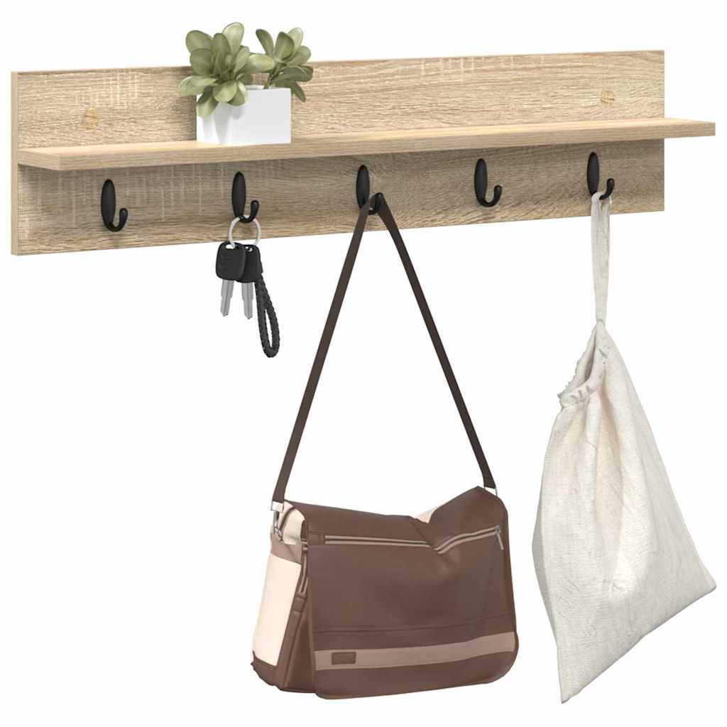 vidaXL Wandgemonteerde kapstok Sonoma eiken 80 x 10.5 x 18 cm