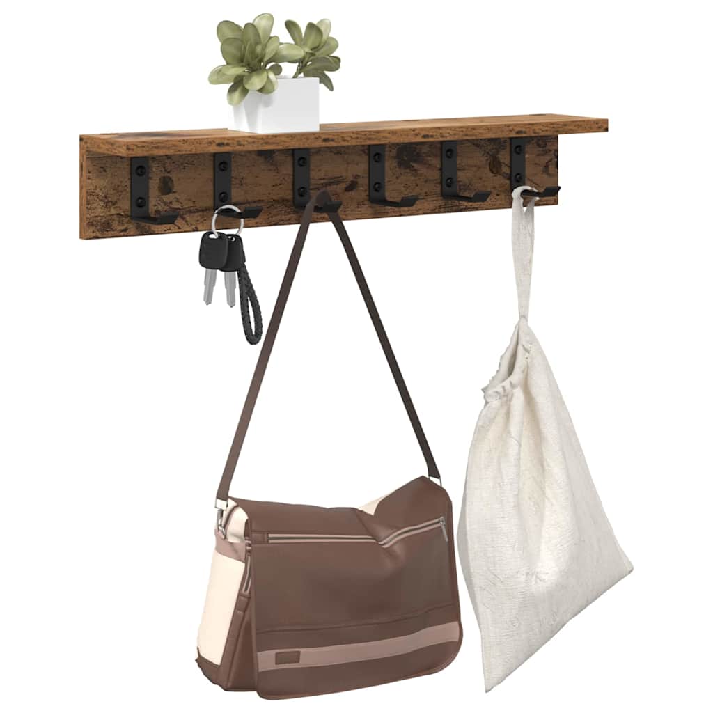 vidaXL Wandgemonteerde kapstok met plank Oud hout 60 x 10.5 x 10.5 cm