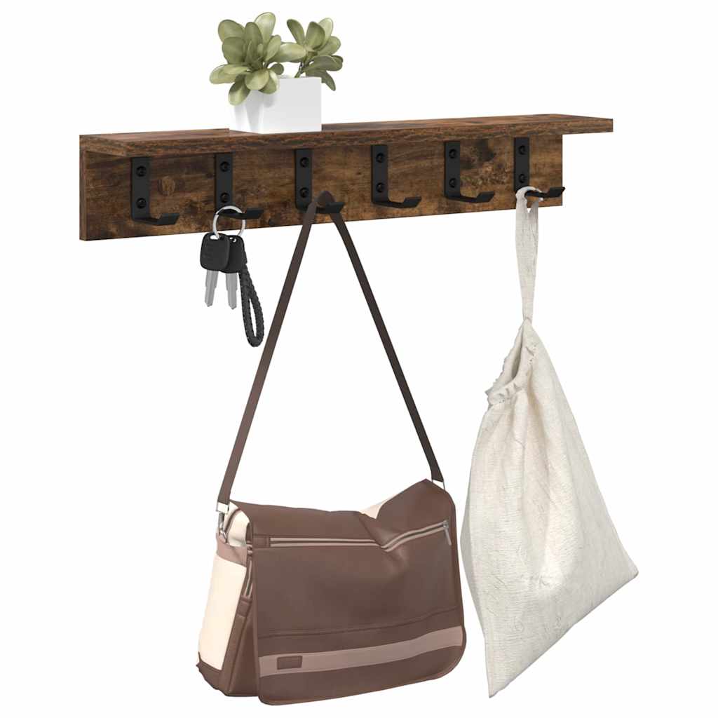 vidaXL Wandgemonteerde kapstok Gerookt eiken 60 x 10.5 x 10.5 cm