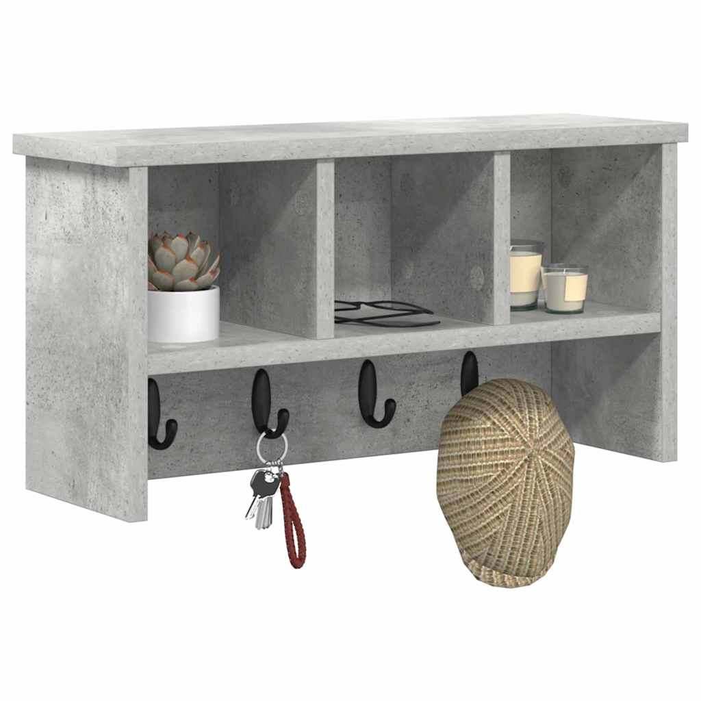 vidaXL Wandgemonteerde kapstok Betongrijs 50 x 16 x 26 cm Bewerkt hout