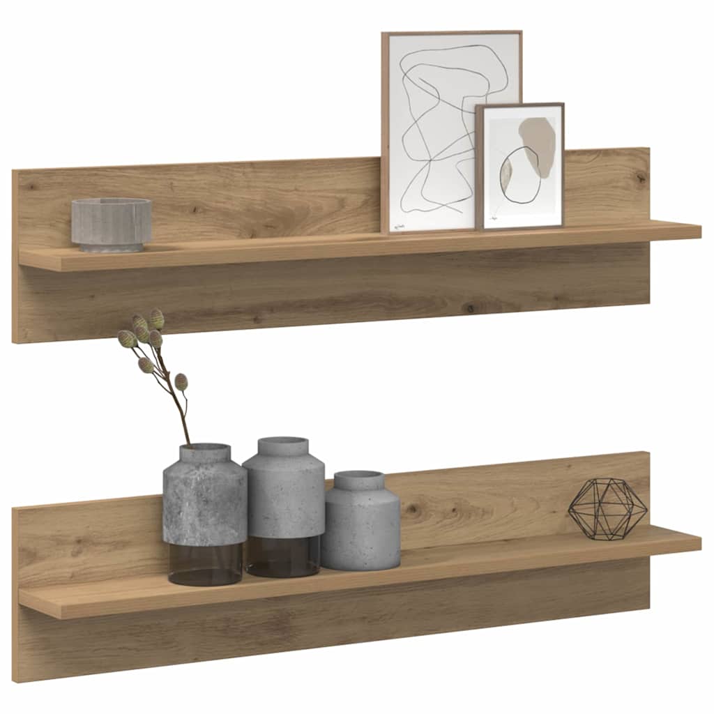 vidaXL Wandplanken 2 pcs artisanaal eikenkleurig 80 x 11,5 x 18 cm