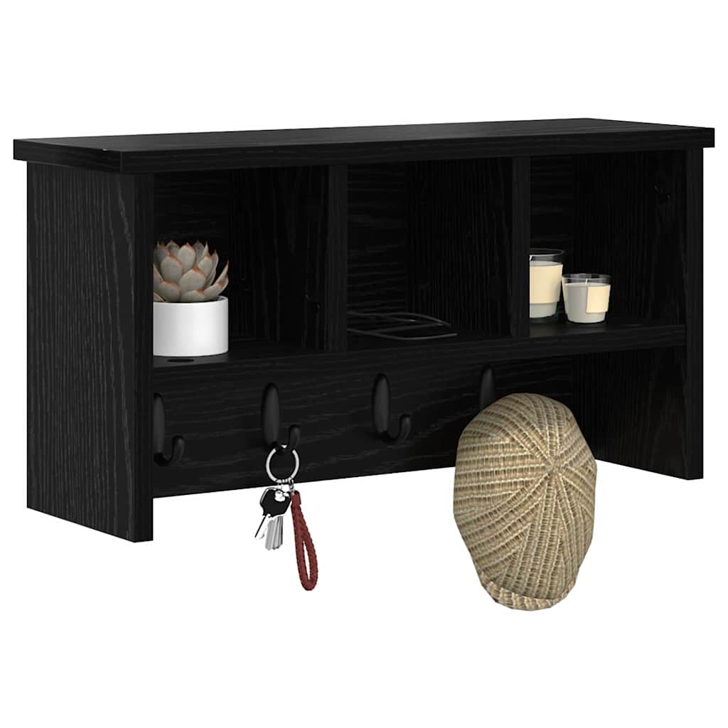 vidaXL Wandgemonteerde kapstok met plank Zwart eiken 50 x 16 x 26 cm