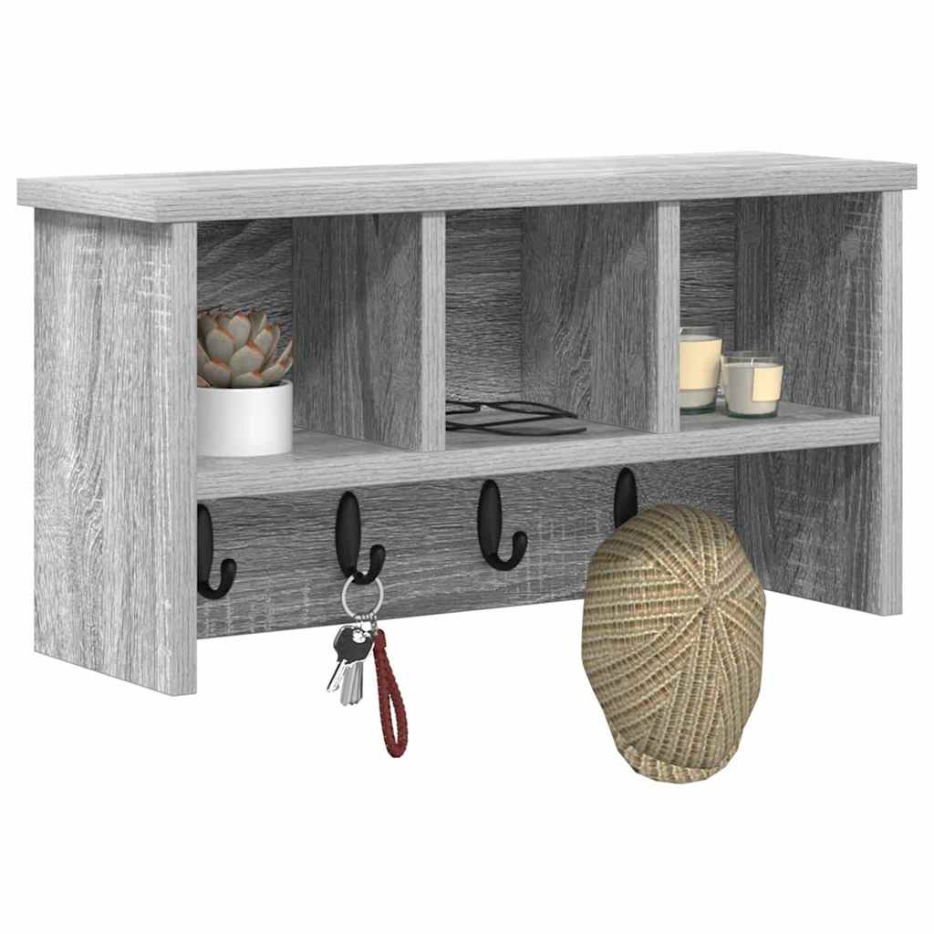 vidaXL Wandgemonteerde kapstok met plank Grijs sonoma 50 x 16 x 26 cm