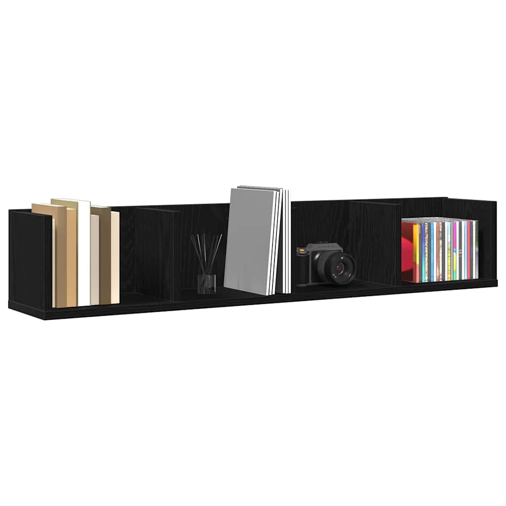 vidaXL CD-wandschap 100x18x18 cm bewerkt hout zwart eikenkleurig