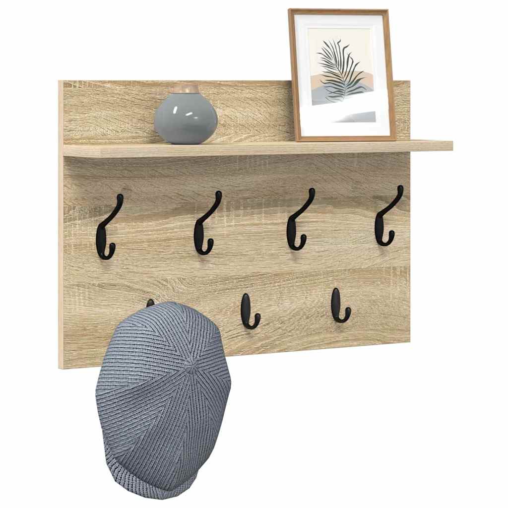 vidaXL Wandgemonteerde kapstok met plank Sonoma eiken 60 x 40 x 12 cm