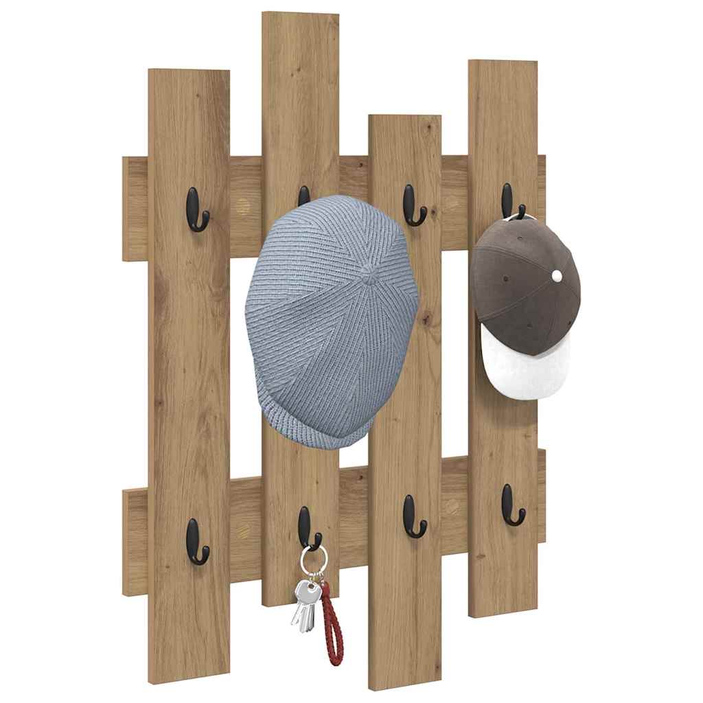vidaXL Wandgemonteerde kapstok artisanaal eikenkleurig 60 x 3 x 82 cm